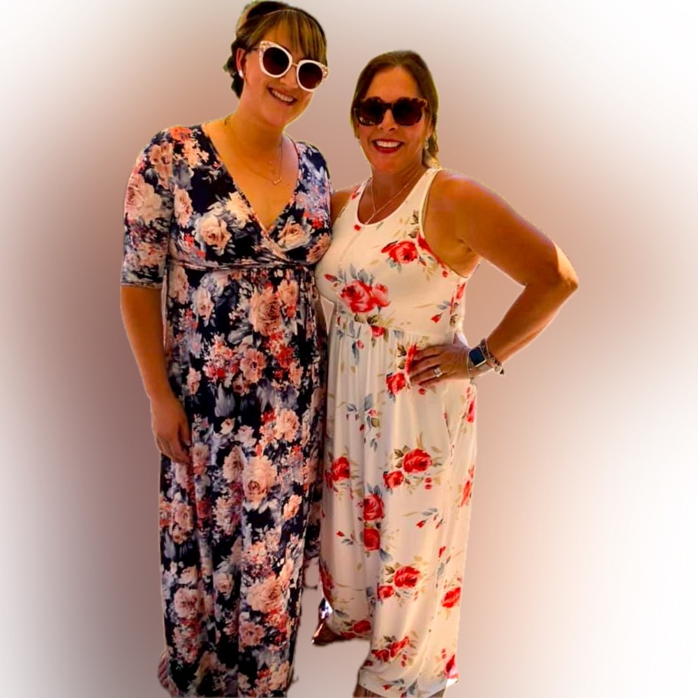 Pinkblush Navy and Pink Floral Maxi Dress